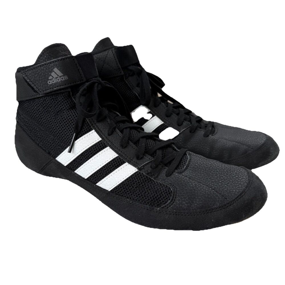 ADIDAS WRESTLING SHOES Black Classic 3 White Stripes MENS SIZE 11.5 Excellent